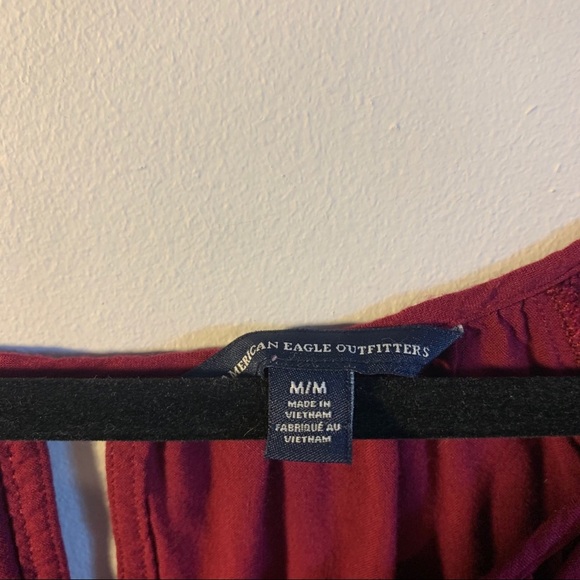 American Eagle Women’s Burgundy Peasant Top - Picture 3 of 13